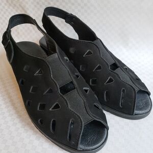 Black Slip-On Sandals with Cutout Design - Size 36 - Super Soft and Comfortable